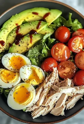 Avocado & Jammy Egg Salad Bowl with Shredded Chicken & Tomatoes