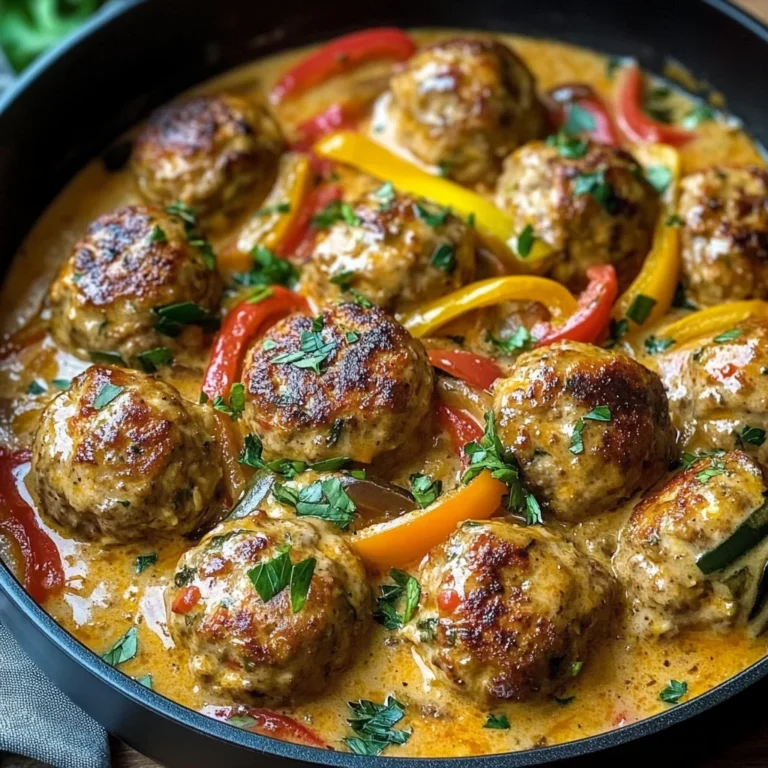 Creamy Bell Pepper Chicken Meatballs