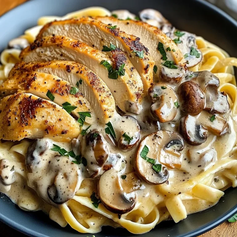 Creamy Garlic Mushroom Chicken Fettuccine