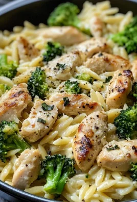 Creamy Garlic Parmesan Orzo with Chicken & Broccoli
