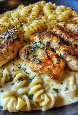 Creamy Parmesan Chicken with Twisted Pasta and Garlic Sauce