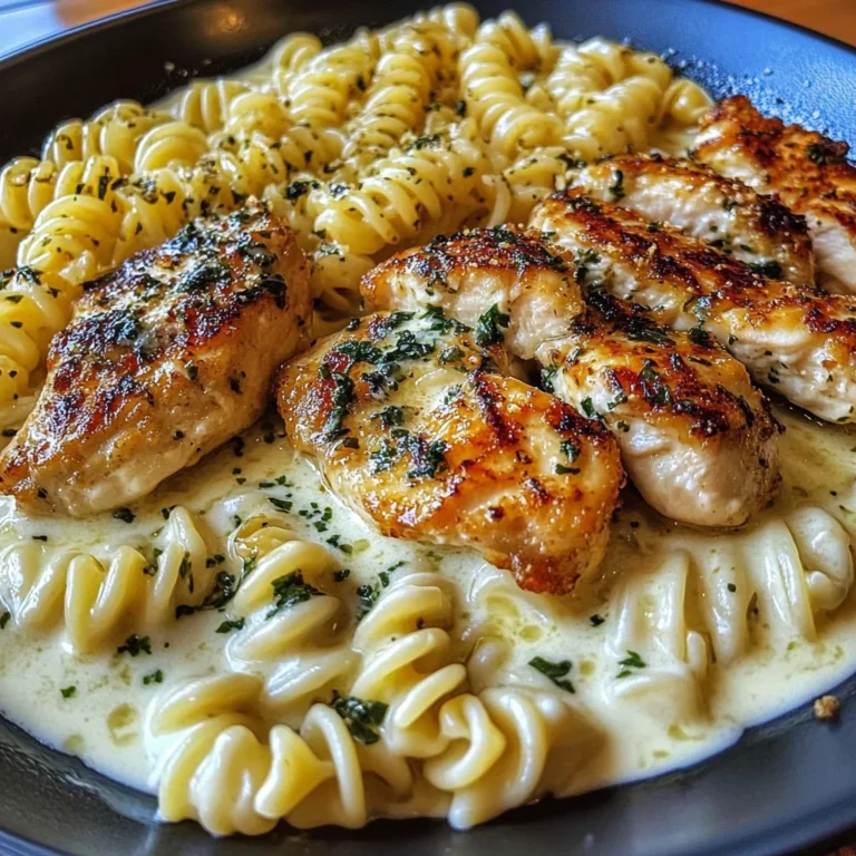 Creamy Parmesan Chicken with Twisted Pasta and Garlic Sauce