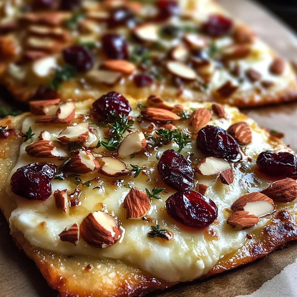 Crispy Flatbread with Brie, Cranberries & Toasted Almonds