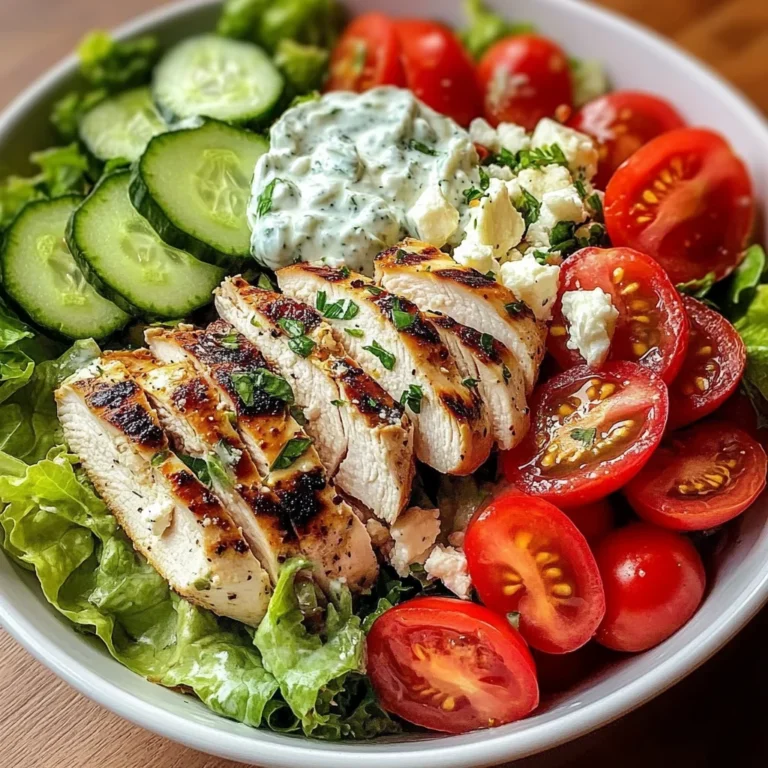 Greek Chicken Salad Bowl with Tzatziki & Feta