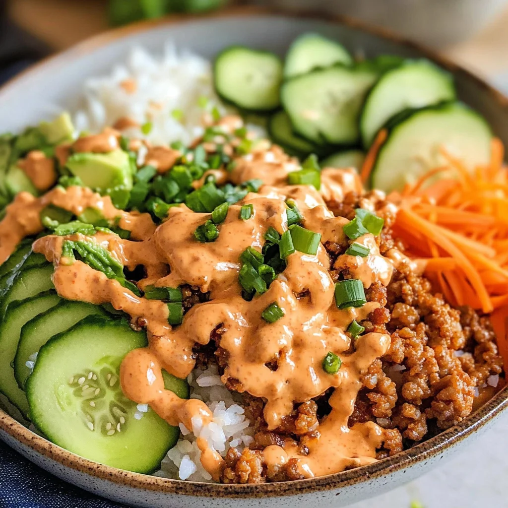 Ground Turkey Rice Bowls with Bang Bang Sauce