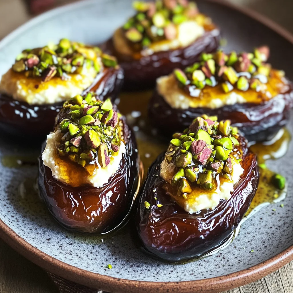 Honey Pistachio Ricotta Stuffed Dates