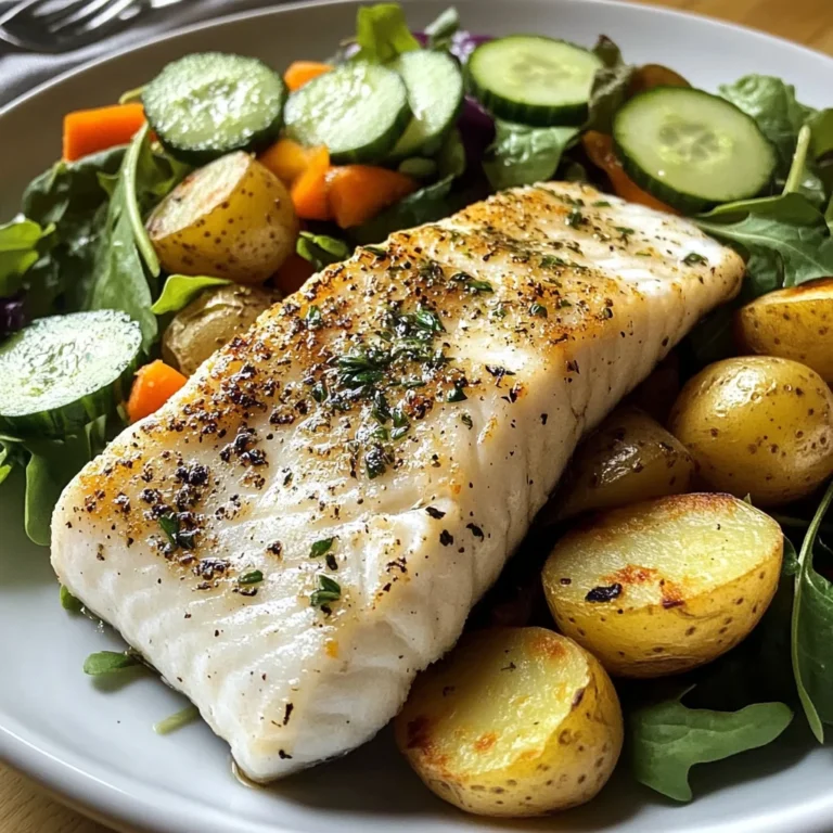 Pan-Seared White Fish with Herbed Baby Potatoes & Garden Salad