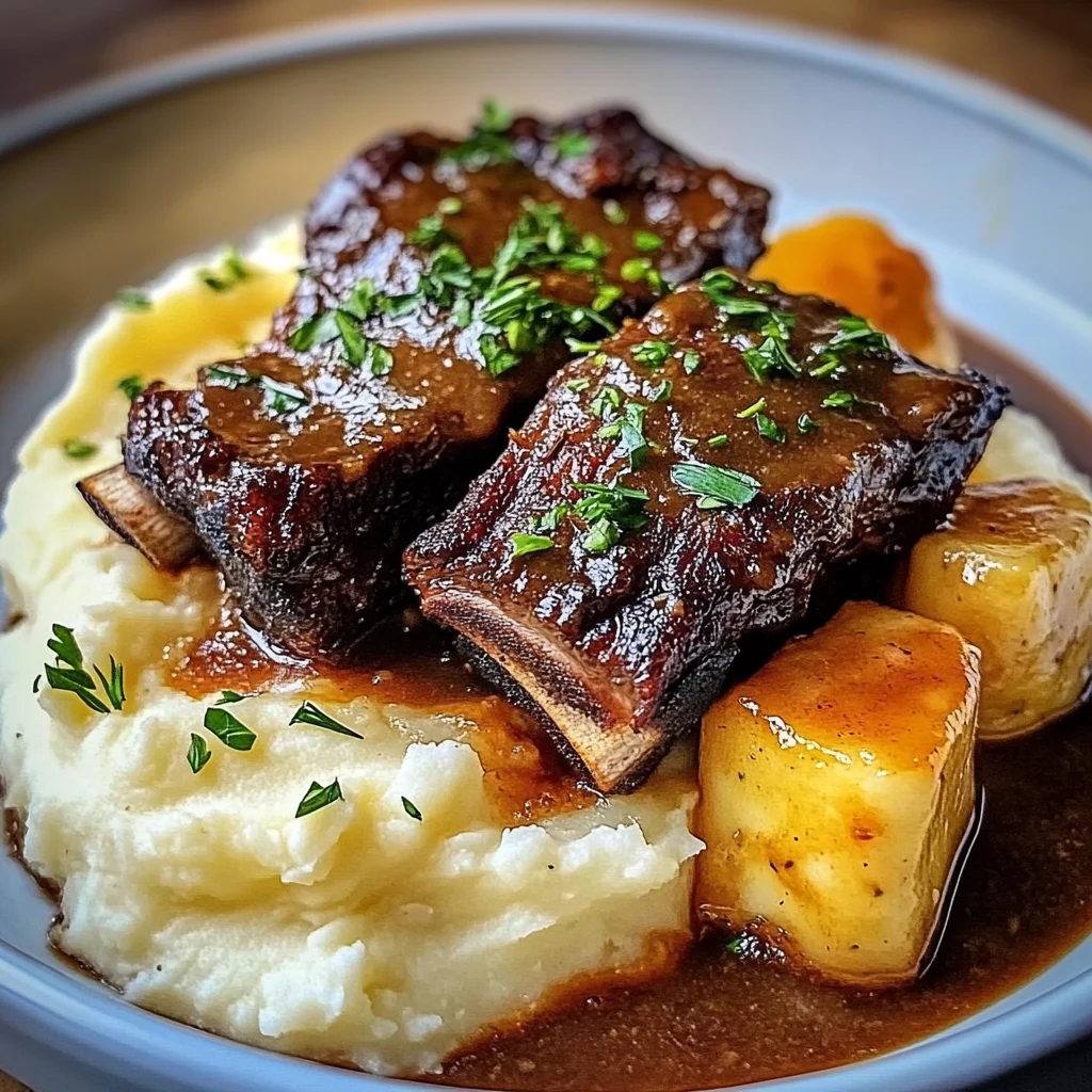 Red Wine Braised Beef Short Ribs with Buttery Mashed Potatoes