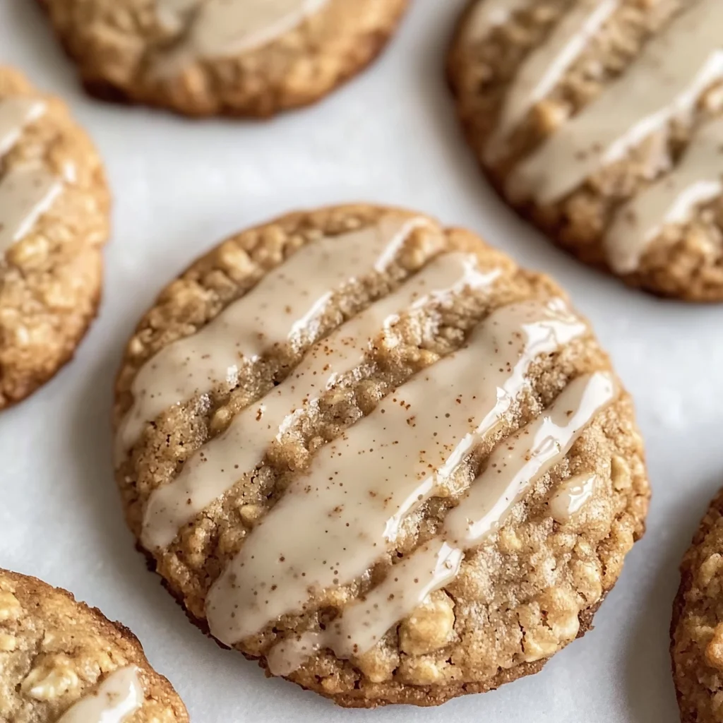 Seriously Thick & Chewy Chai Oatmeal Cookies with Maple Glaze