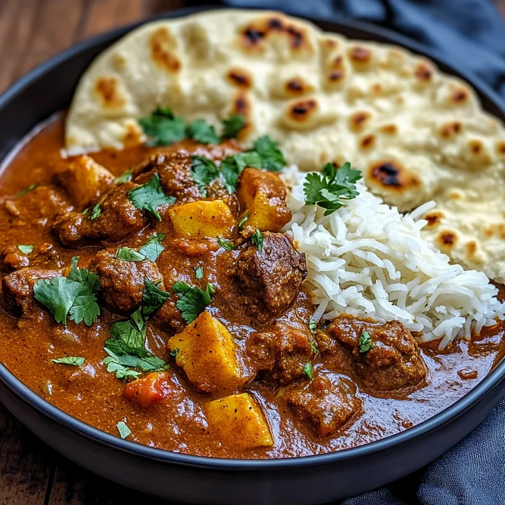 Slow-Cooked Lamb Curry with Garlic Naan