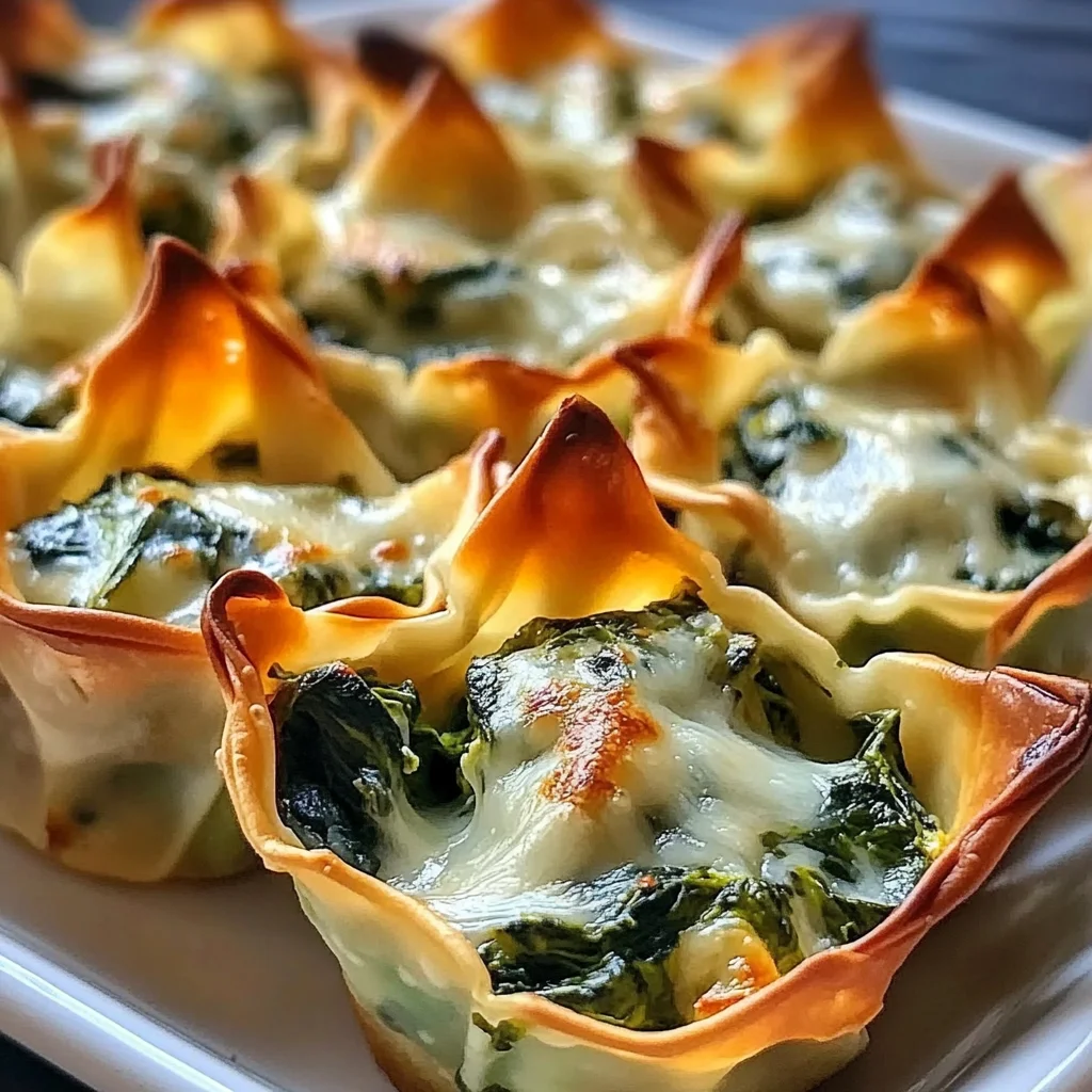Spinach and Artichoke Wonton Cups