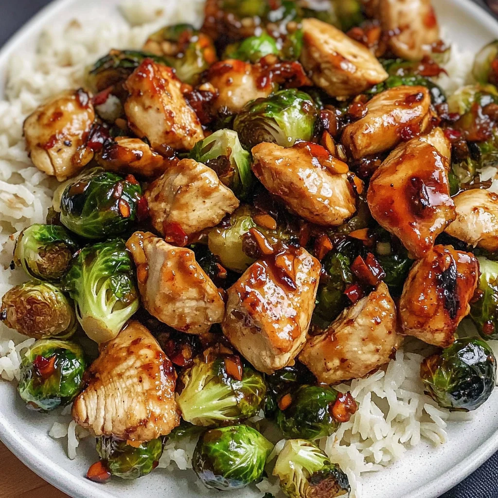 Air Fryer Sweet Chili Chicken and Brussels Sprouts