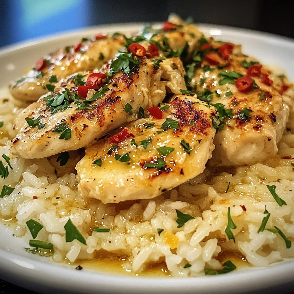 Chicken Scampi with Garlic Parmesan Rice