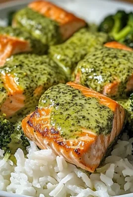 Creamy Pesto Salmon with Broccoli & Rice