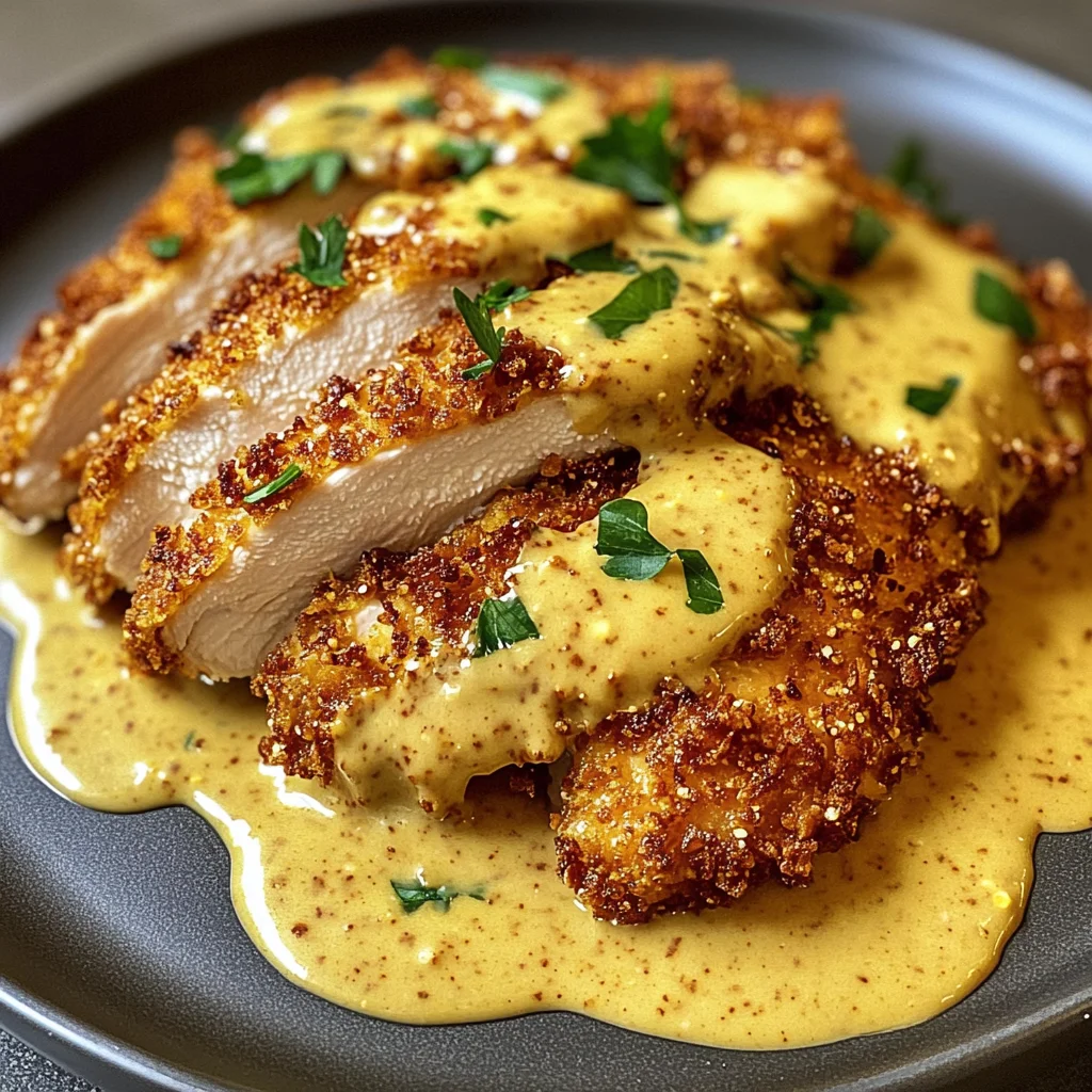 Crispy Pretzel Crusted Chicken with Cheddar Mustard Sauce Recipe