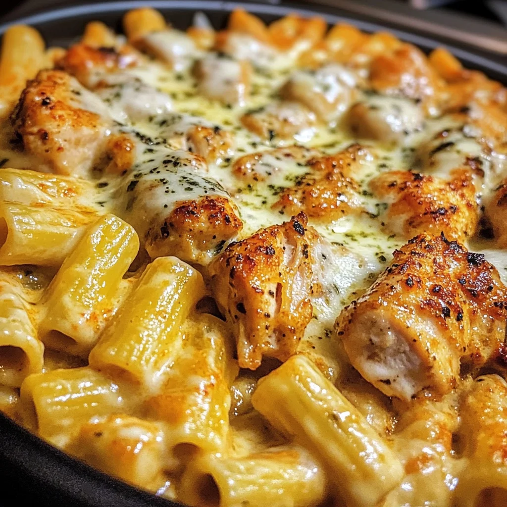 Garlic Cajun Chicken Cheesy Rigatoni in Velveeta Cream Sauce