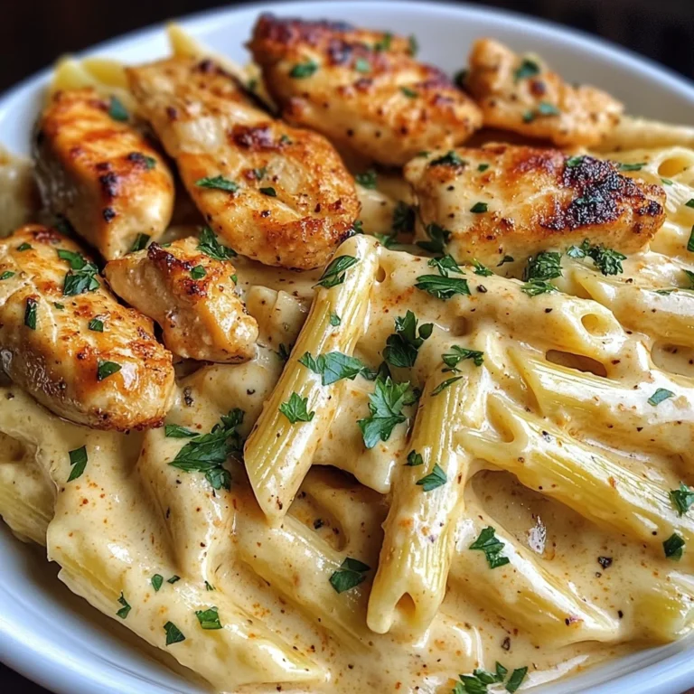 Garlic Parmesan Chicken Penne in Creamy Cajun Three-Cheese Sauce