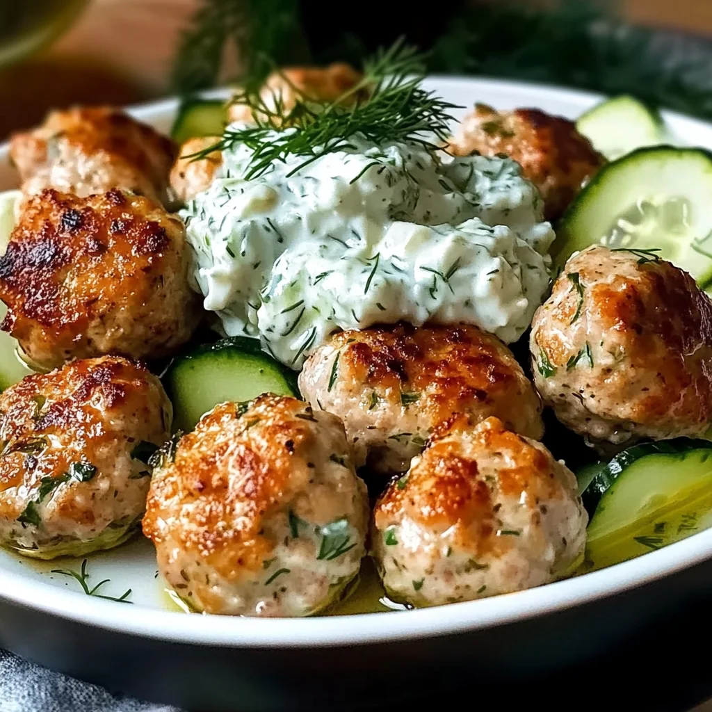 Greek Chicken Meatballs with Tzatziki Sauce