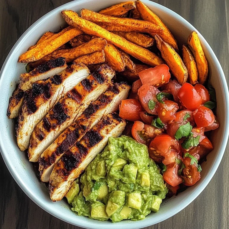 Grilled Chicken Power Bowl with Sweet Potato Fries & Fresh Guac