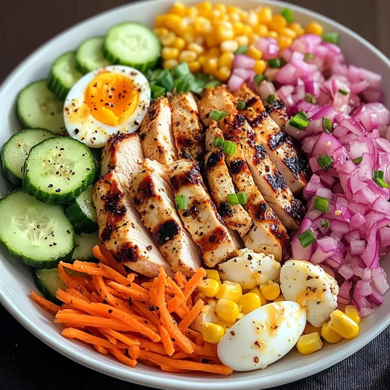 Grilled Chicken Protein Bowl with Eggs, Veggies & Creamy Dressing