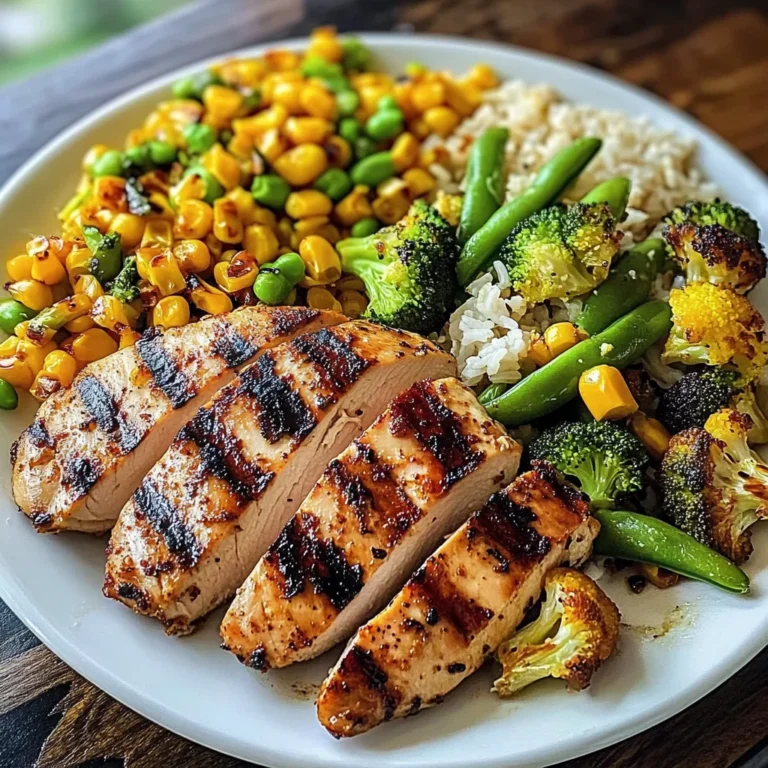 Grilled Chicken with Veggie Rice & Roasted Broccoli-Cauliflower