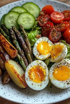 Roasted Potato Wedges with Asparagus, Jammy Eggs & Fresh Garden Salad