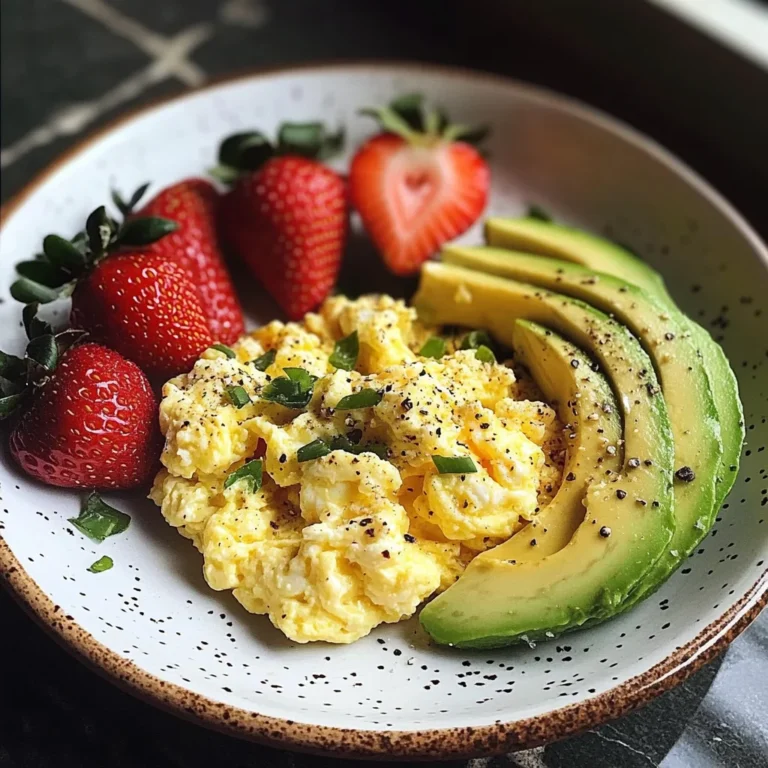 Scrambled Eggs with Avocado & Strawberries