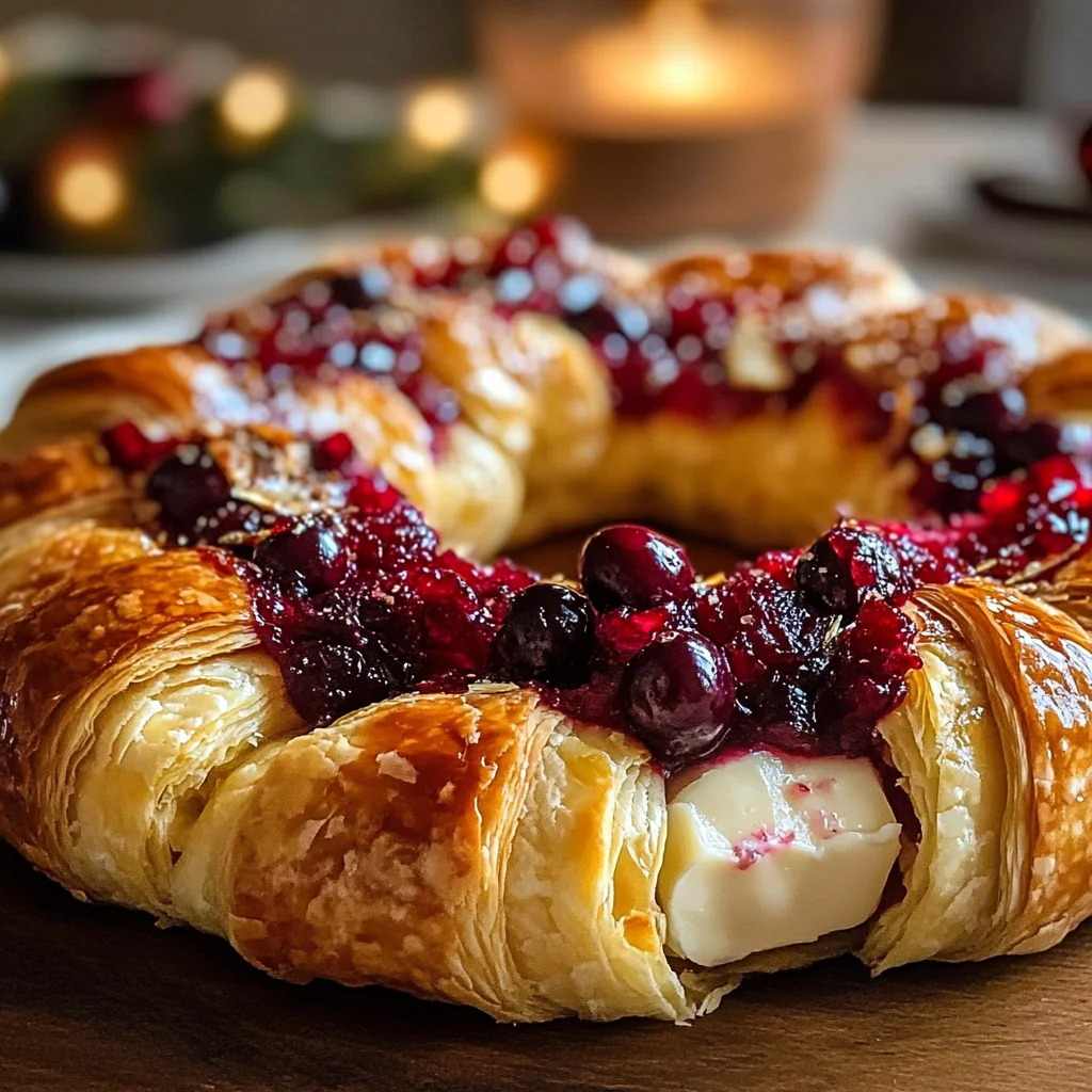 Brie Cheese and Cranberry Christmas Wreath