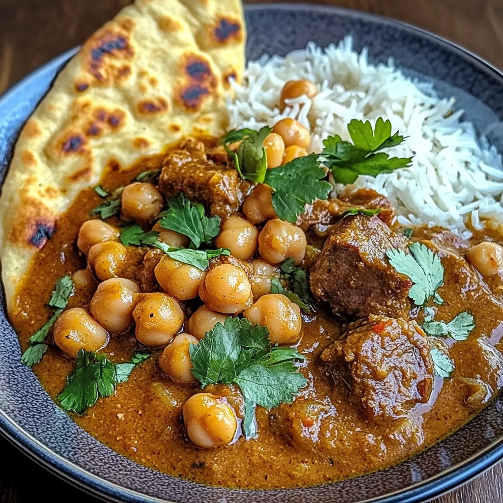 Coconut Lamb Curry with Chickpeas and Garlic Naan