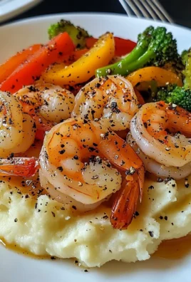 Garlic Butter Shrimp with Sautéed Veggies & Creamy Mashed Potatoes