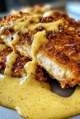 Savory Pretzel Chicken with Mustard-Cheddar Sauce Delight