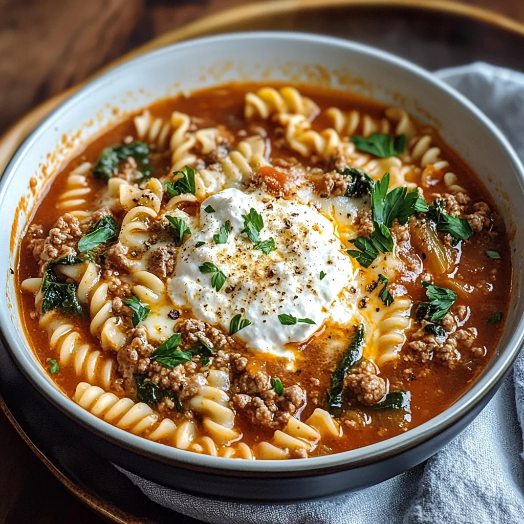 Ultimate Cheesy Beef Lasagna Soup